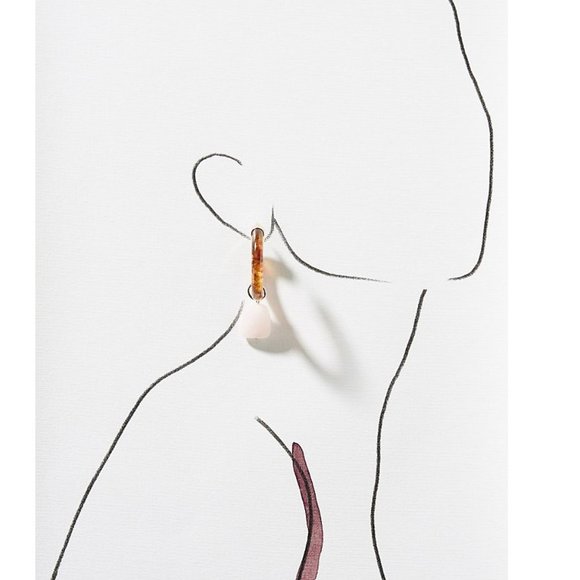 Anthro NWT Tortoise Shell & Rose Quartz Hoops - Picture 2 of 4